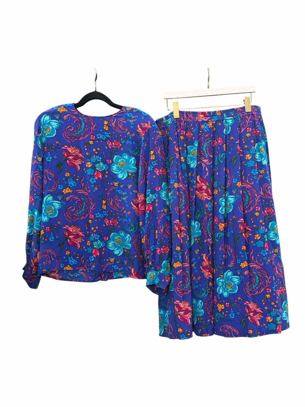Vintage Liz Claiborne Collection Floral 2 Piece 100% Silk Skirt Set Medium - Picture 2 of 7